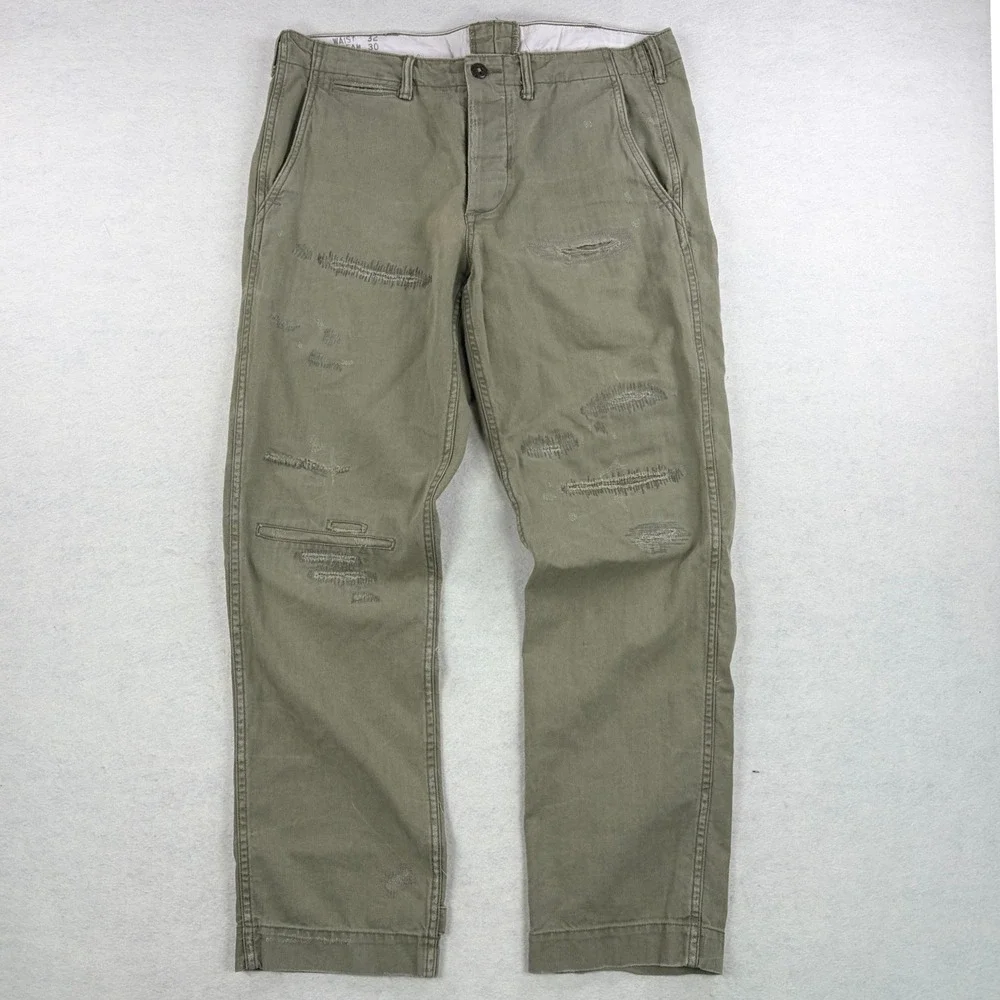 Polo Ralph Lauren Mens 32x30 Utility Distressed HBT Pants Olive Green